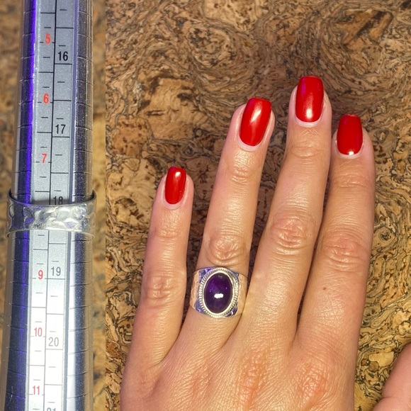 [BRAND NEW] Handmade .925 Sterling Silver Women’s Amethyst Ring Size 8 - Picture 2 of 11